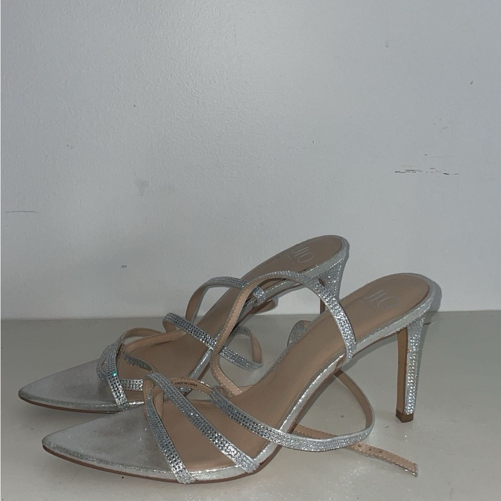 Elegant Silver Stiletto Heels Sparkly